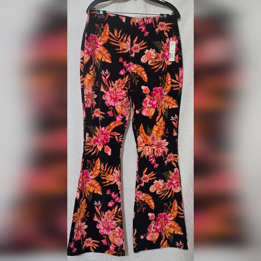 No Boundaries Bootcut Bold Floral Corduroy Pants Womens Large (11-13) Stretch - Picture 2 of 8